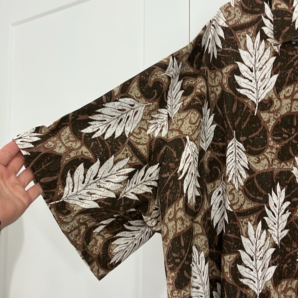 Makapuu 4XL Brown, White Short Sleeve Button Down Hawaiian Shirt - Picture 5 of 8